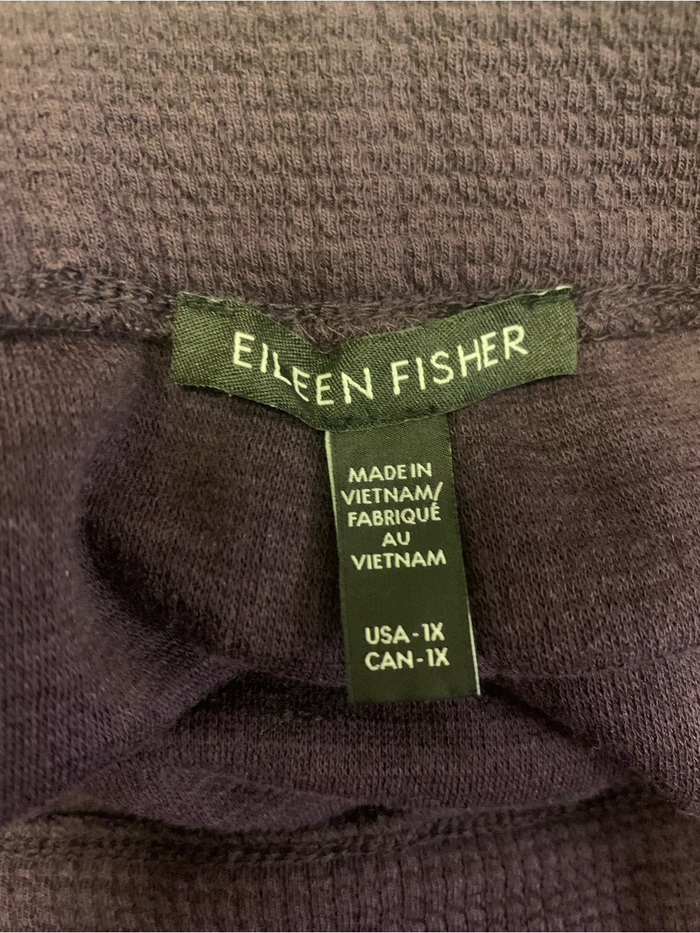 Eileen Fisher Waffle Cotton Blend Doubleknit Jogger Pant Aubergine 1X Excellent - Picture 4 of 5